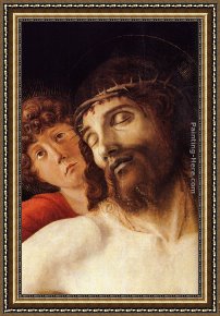 Gentile Bellini Framed Paintings - The Dead Christ Supported by Two Angels [detail] by Giovanni Bellini